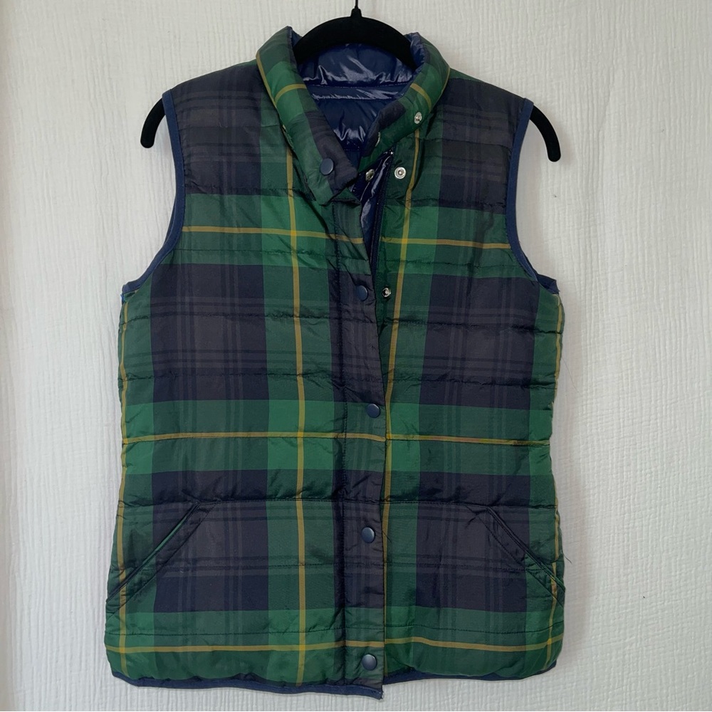 J.McLaughlin | Dark Green & Navy‎ Plaid Tartan Reversible Down Vest